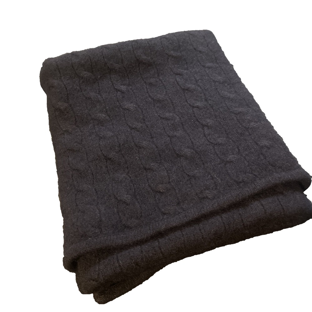 Ralph Lauren Cable Knit Blanket OS Navy Blue Soft Warm Nursery Bedding Classic